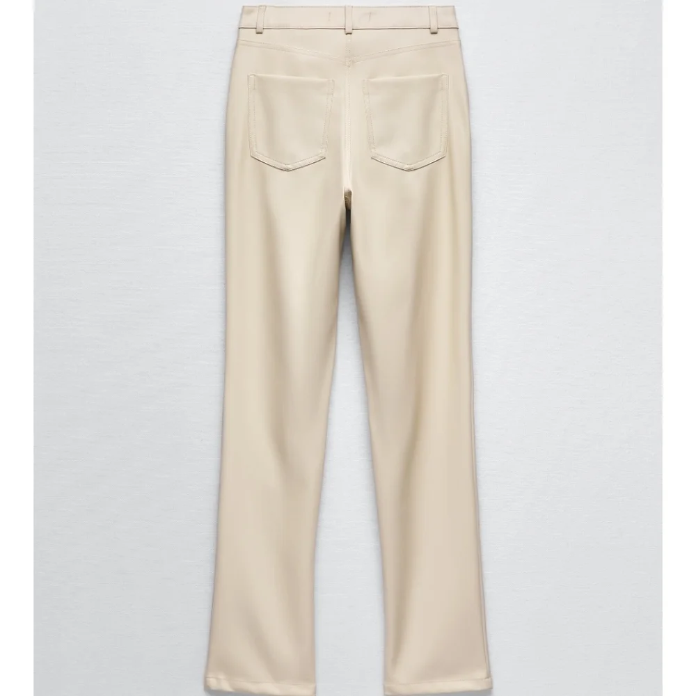 Zara Faux Leather Cream Pants Slit